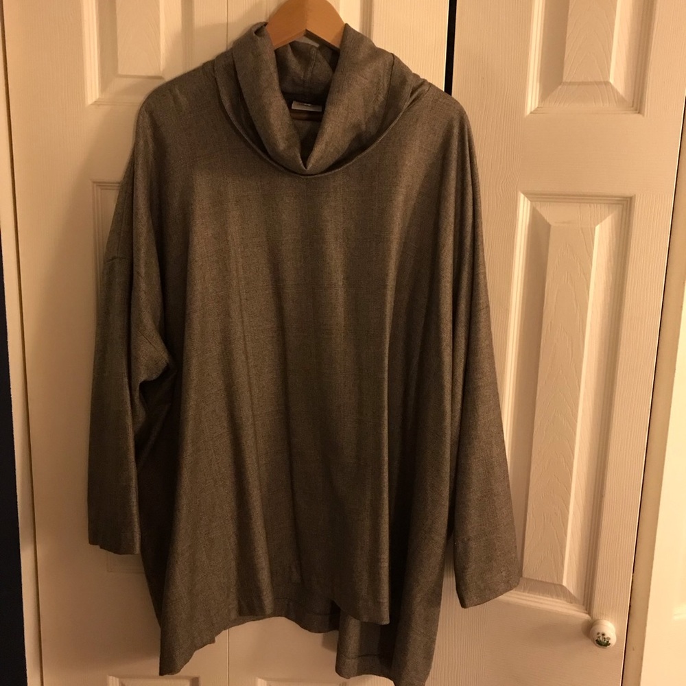 ESKANDAR size 2, pants and matching monk’s tunic top. Cashmere/wool, taupe, EUC